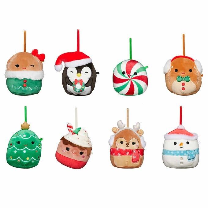 KELLYTOY SQUISHMALLOWS CHRISTMAS 4” ORNAMENTS 8 PACK HOLIDAY COLLECTION 2023 ✅✅