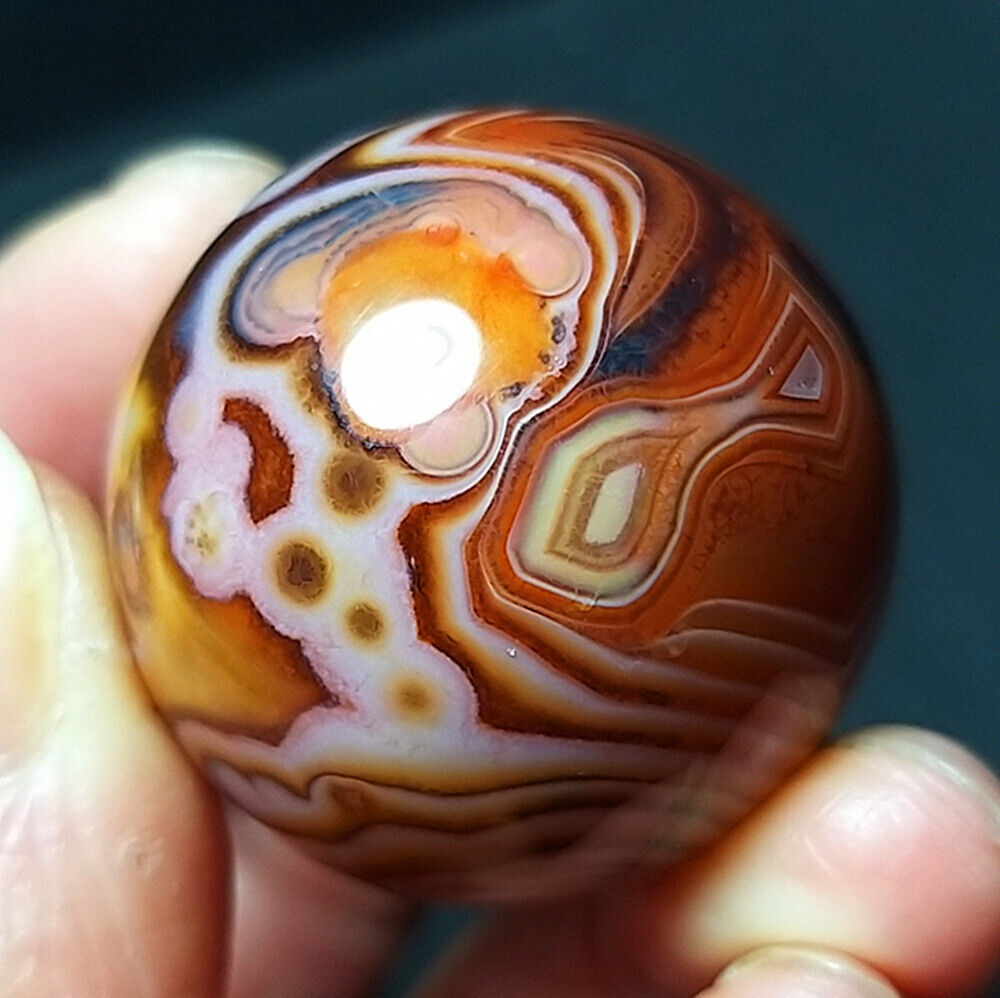 TOP 50G 32mm Natural Polished Banded Agate Crystal Sphere Ball Healing   A3499