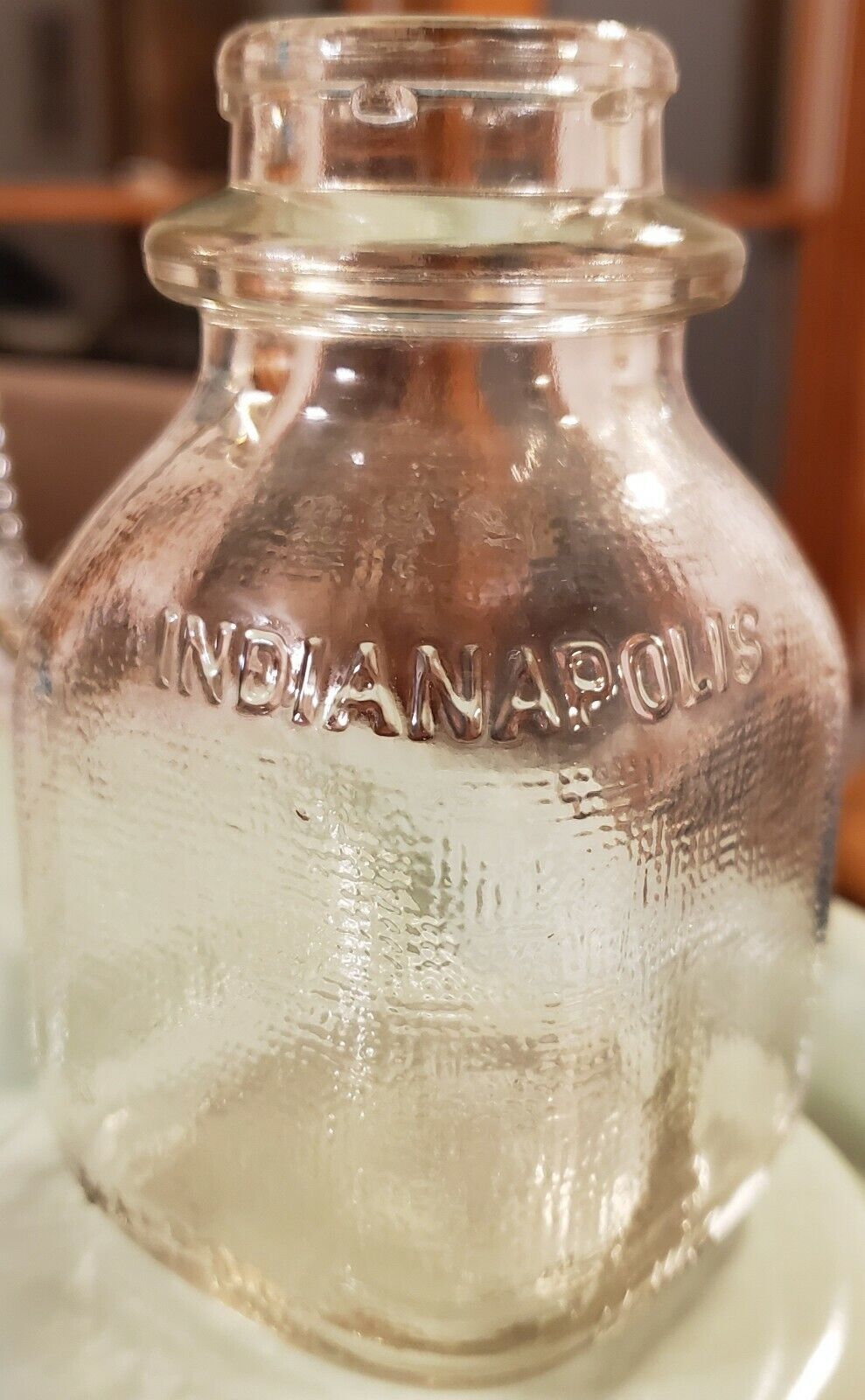 1959 MBS Indianapolis IN half 1/2 pt pint square milk bottle clear glass 