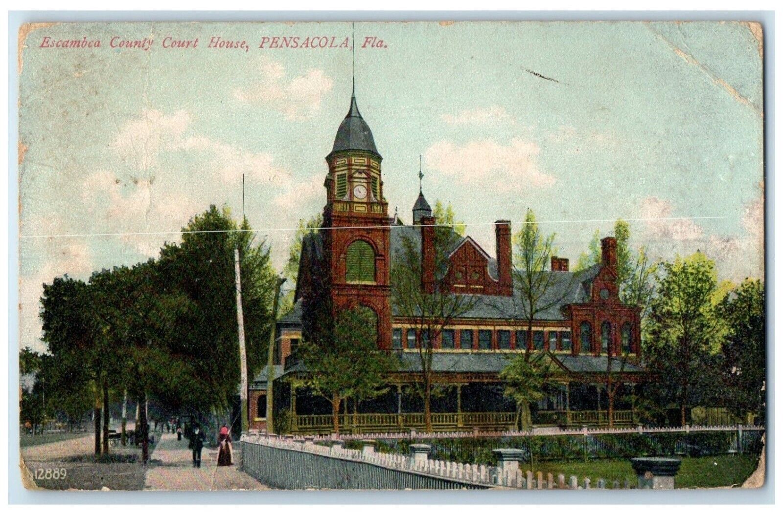 c1910 Escambca County Court House Exterior Building Pensacola Florida Postcard