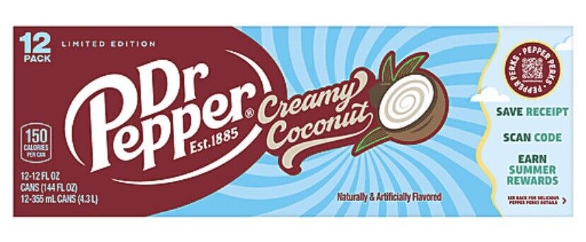12 pack Dr. Pepper Limited Edition Creamy Coconut New Unopened