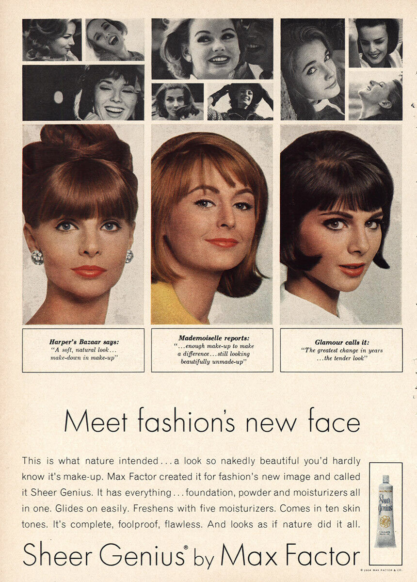 1964 Max Factor: Meet Fashions Newest Face Vintage Print Ad