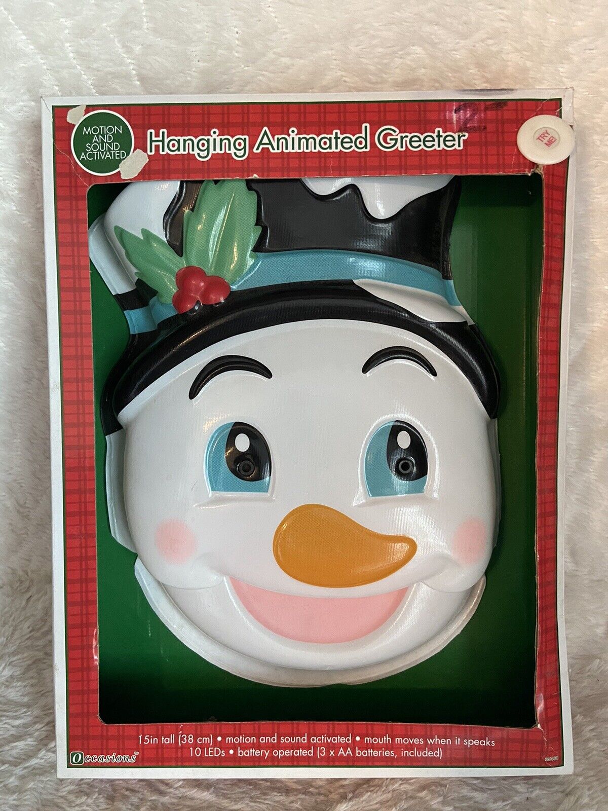 Frosty Head Animated Hanging Greeter Motion & Sound Activated Christmas Talking