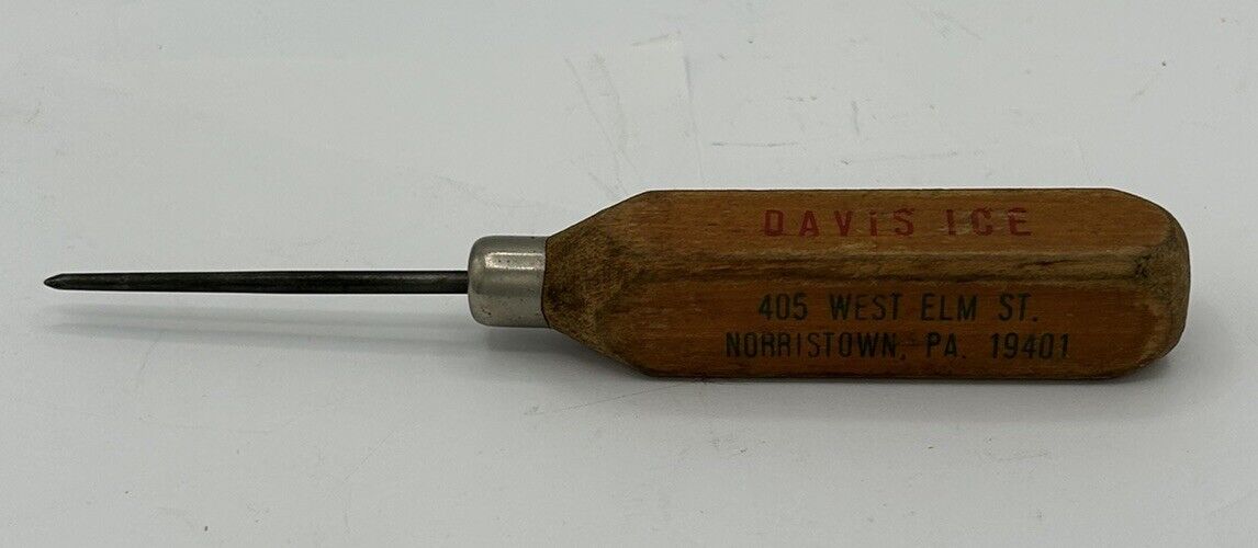 Vintage Dependable Ice Service DAVIS ICE Norristown Pa Advertising Ice Pick