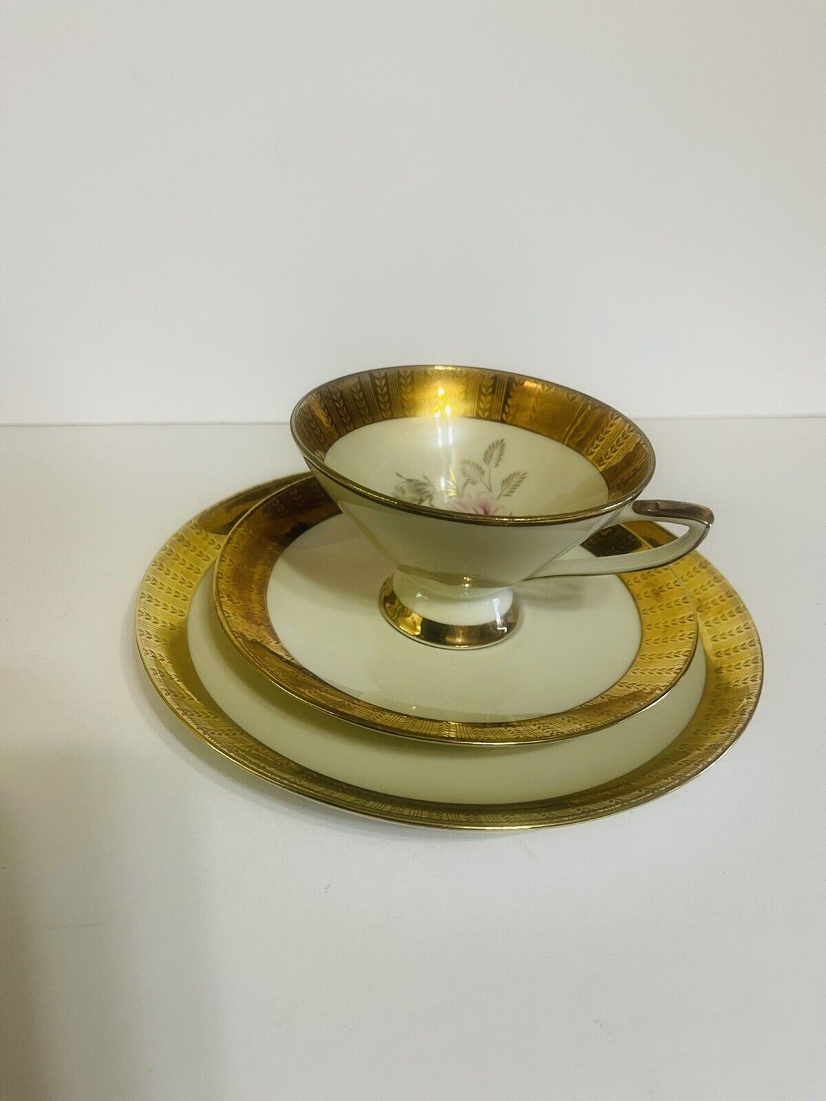 Vintage Winterling Roslau Bavaria China 3 Pc Set Tea Cup, Saucer & Dessert Plate
