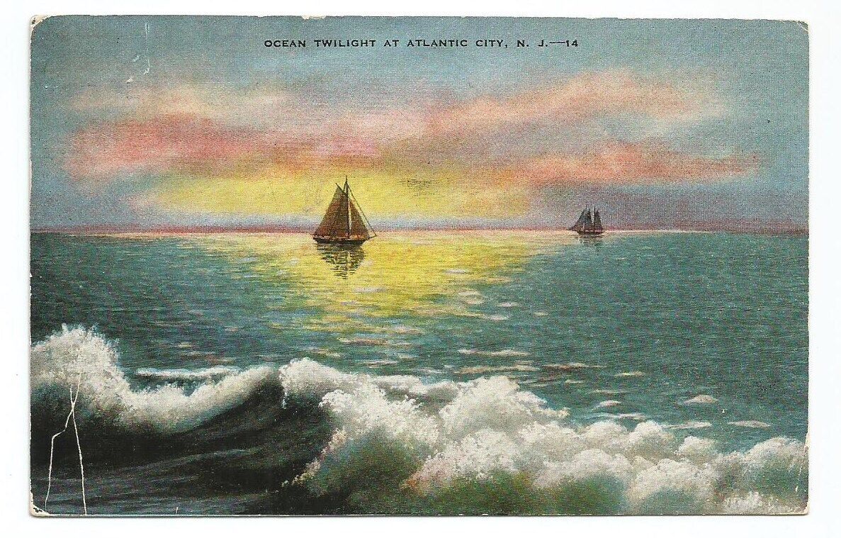 Atlantic City NJ Postcard New Jersey Ocean Boats