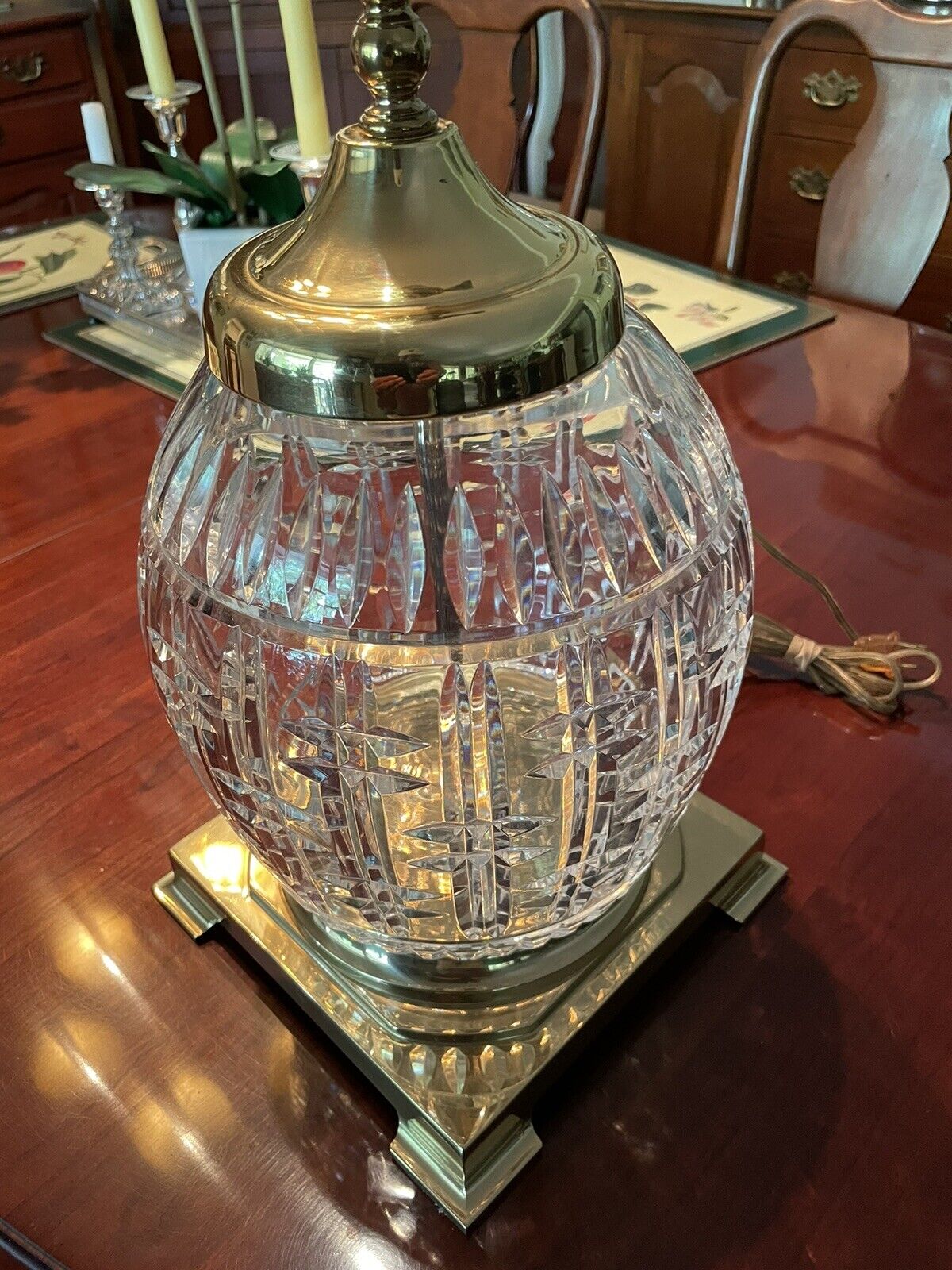 WATERFORD CRYSTAL AND BRASS  TABLE LAMP  SIGNED