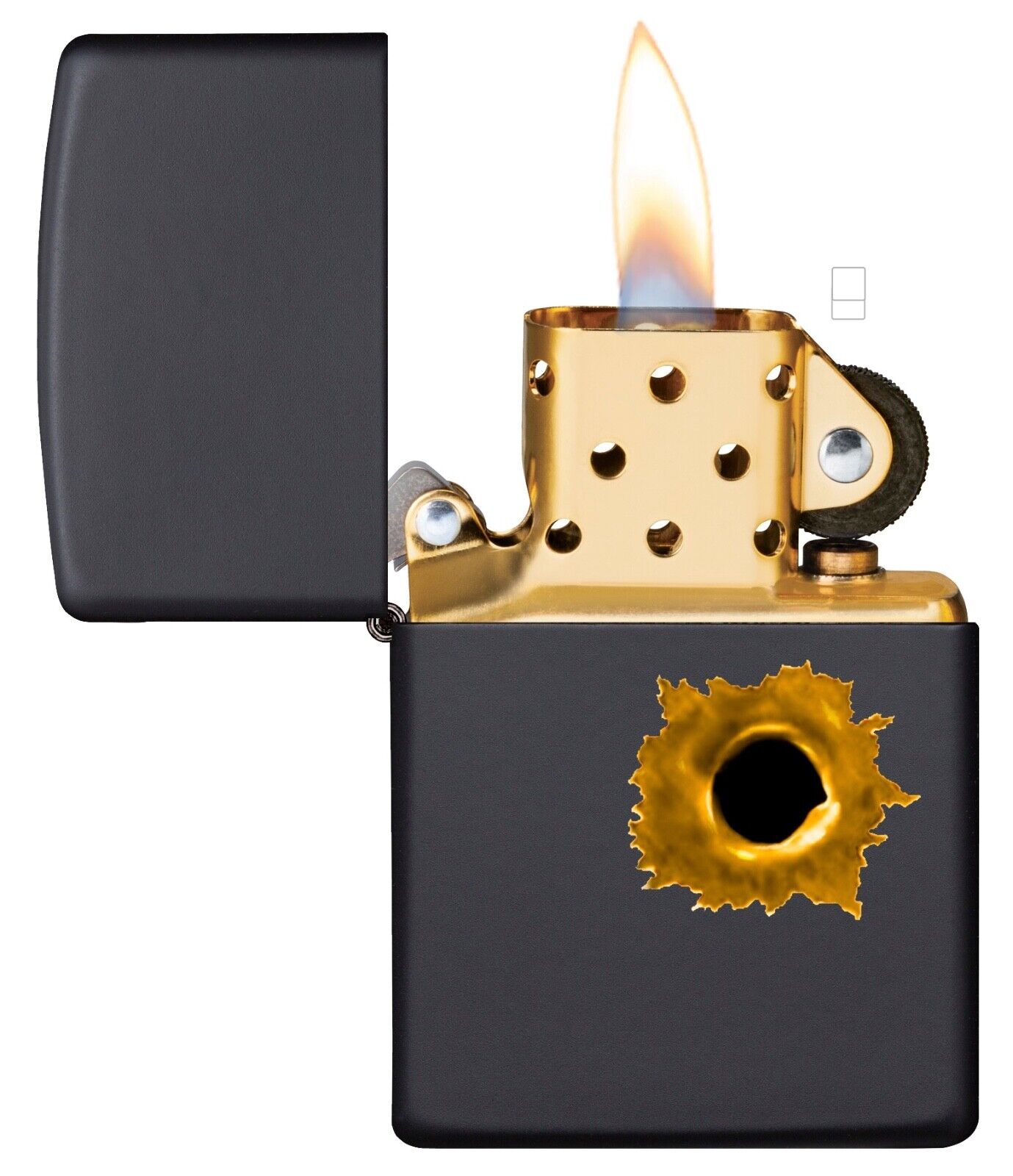 Zippo Windproof Bullet Hole Lighter with Gold Insert, 218BH, New In Box