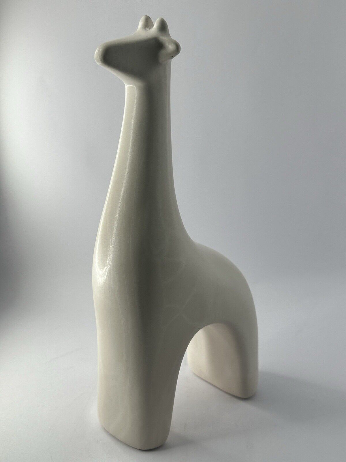 Mid Century Modern White Ceramic Giraffe Minimalist Modernist Decor Figurine 