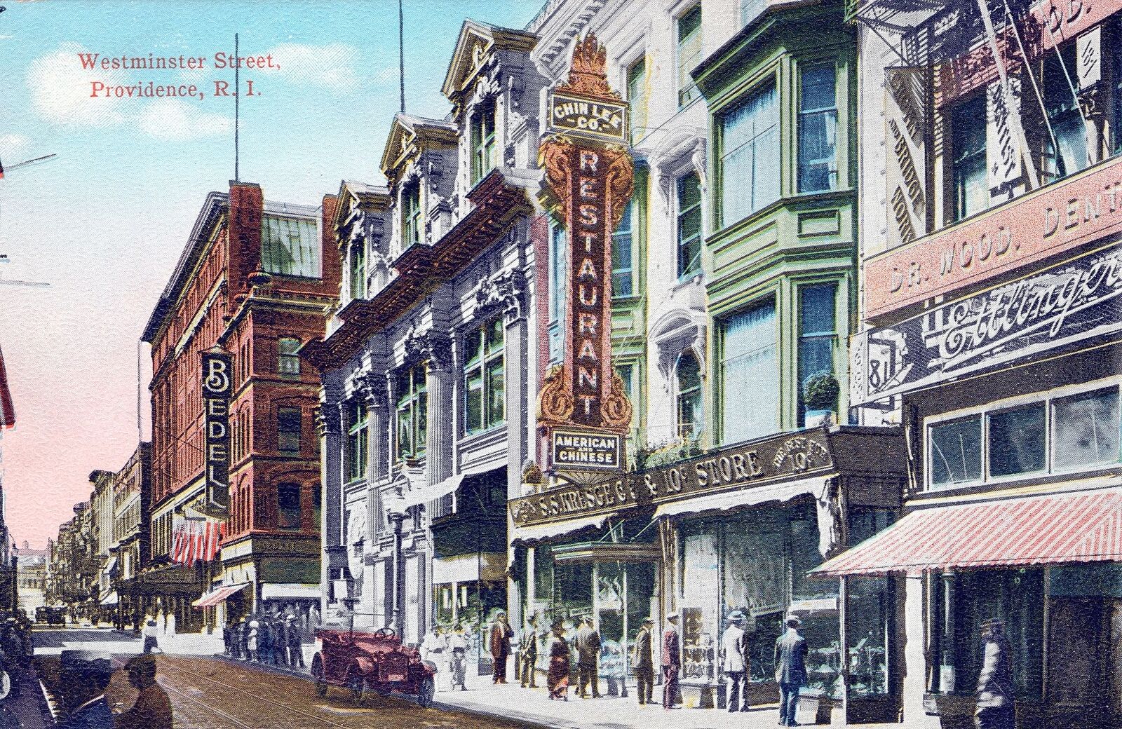 PROVIDENCE RI - Westminster Street Showing Stores Postcard