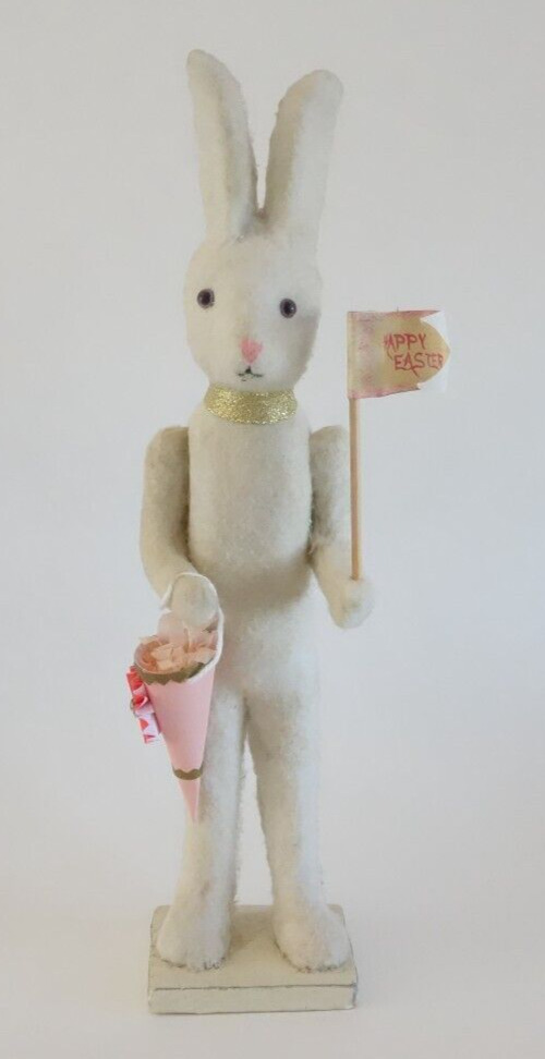 Vicki Smyers Happy Easter Primitive Folk Art Felted Rabbit 11.5\