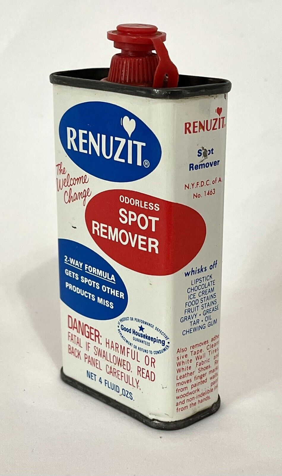 Vintage 1970 Renuzit Odorless Spot Remover 4 oz Advertising Tin Empty
