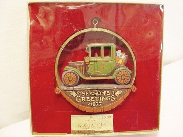 Hallmark Ornament 1977 Season's Greetings Antique Car Tree Trimmer Collection