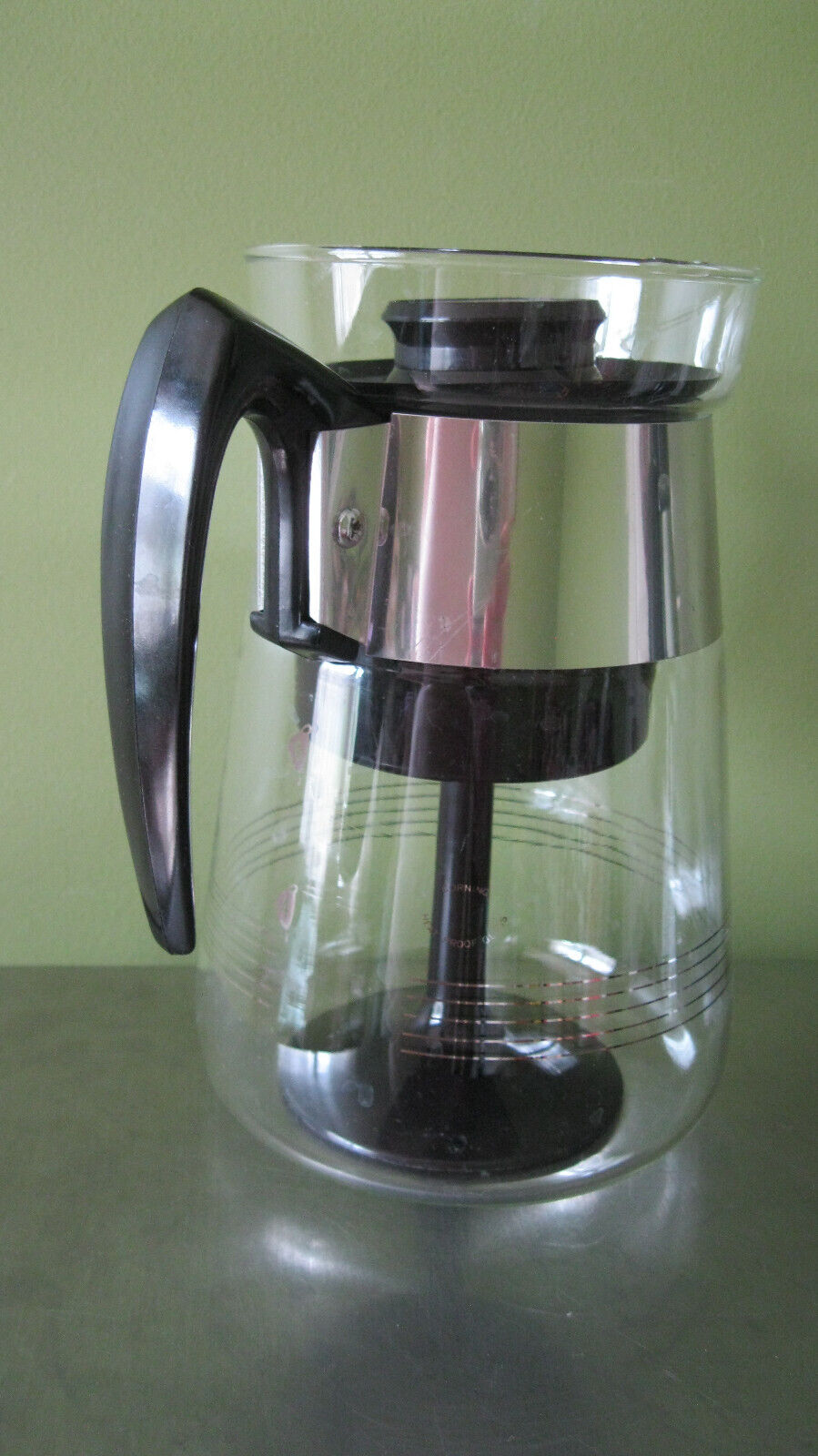 Vintage Clear Glass 6 Cup Corning Ware Coffee Carafe Lines Retro COMPLETE