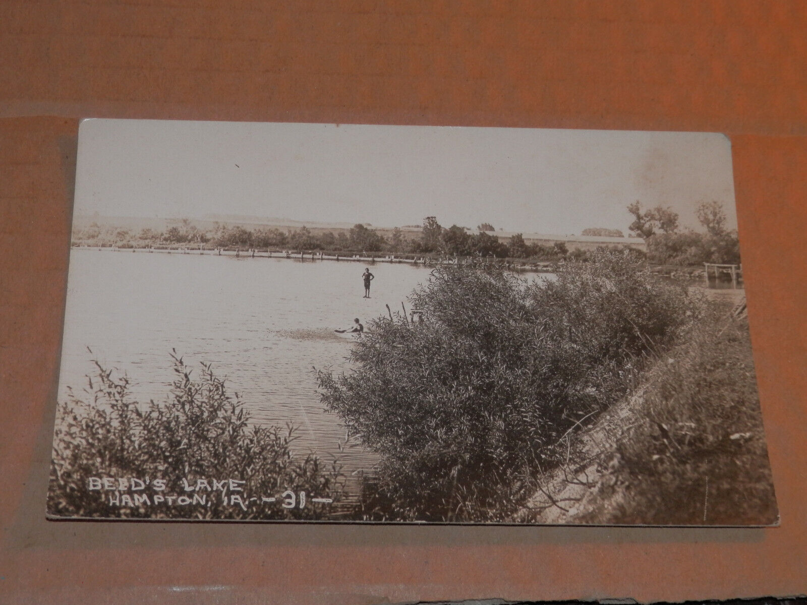 HAMPTON IOWA - 1918-1919 REAL PHOTO POSTCARD RPPC - BEED\'S LAKE