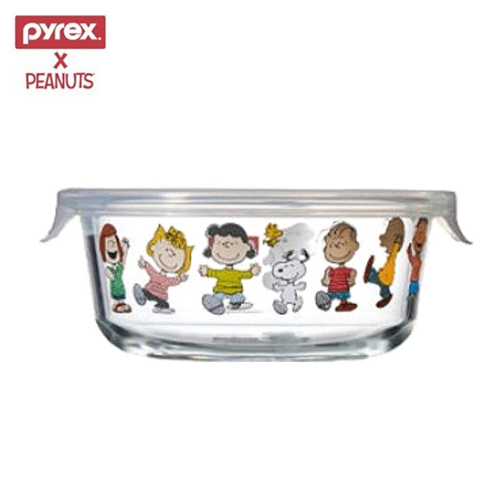 Pyrex Peanuts Snoopy Glass Storage Heat Resistant Containers Round 380ml