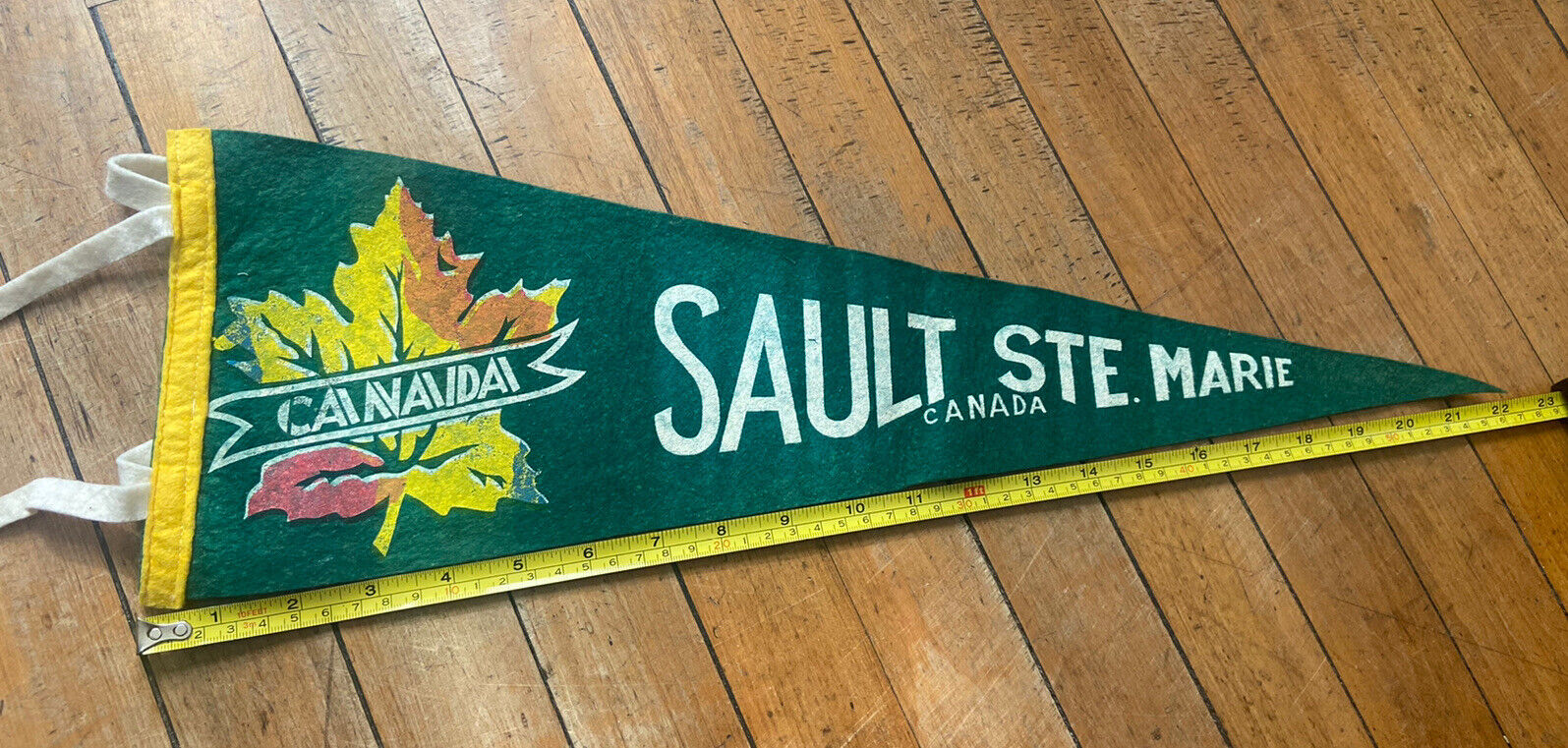 Vintage 22” Sault Ste Marie Canada Maple Leaf Pennant 