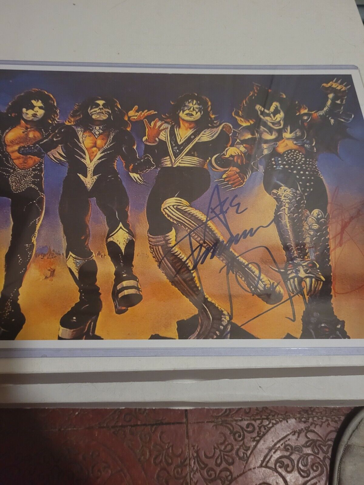 ace frehley And Gene Simmons  Signed 11×17 Kiss