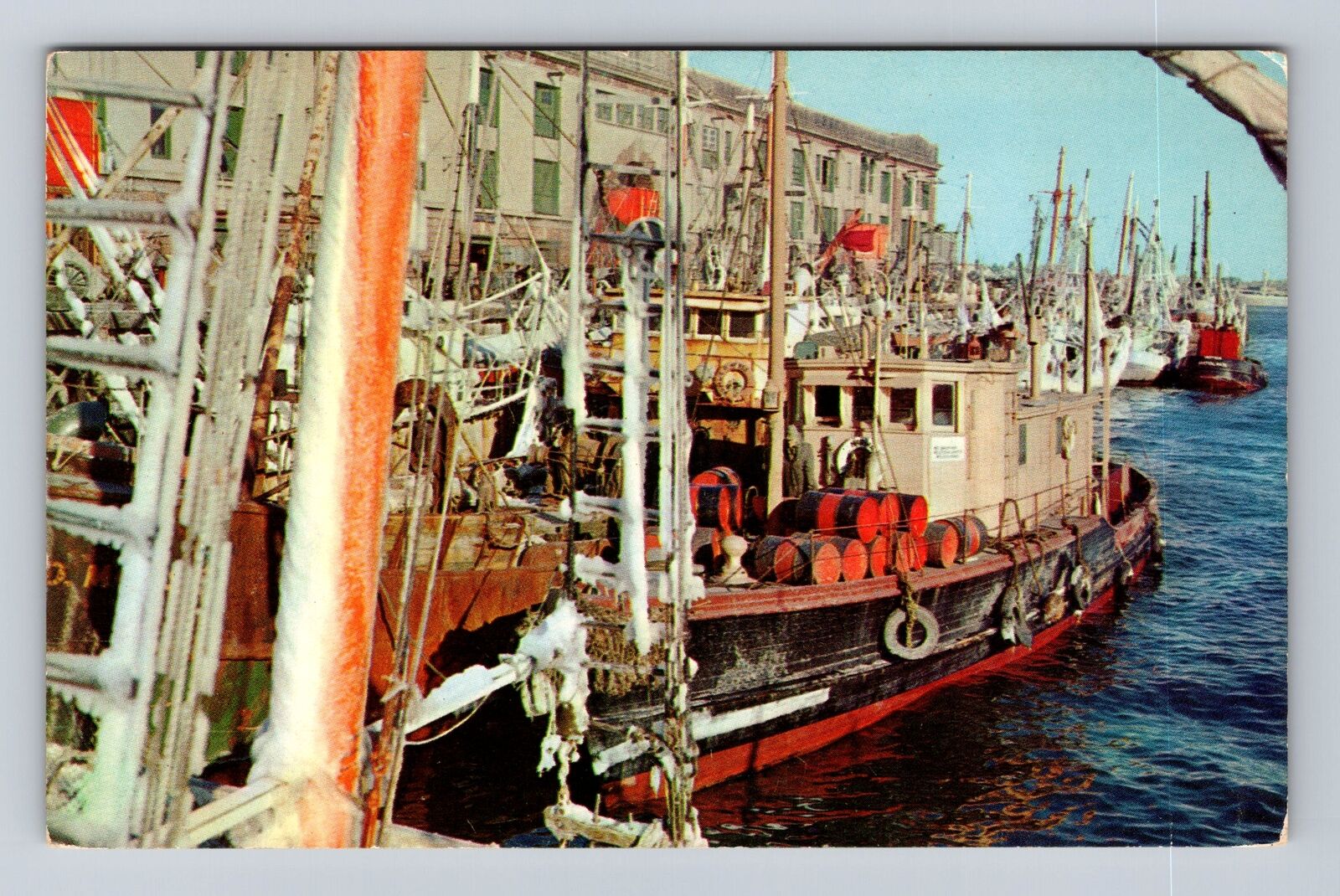 Boston MA- Massachusetts, Fish Pier In Winter, Antique, Vintage Postcard