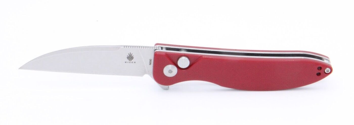 Kizer Swayback Swaggs Folding Knife Red Micarta Handle N690 Plain Edge V3566N4