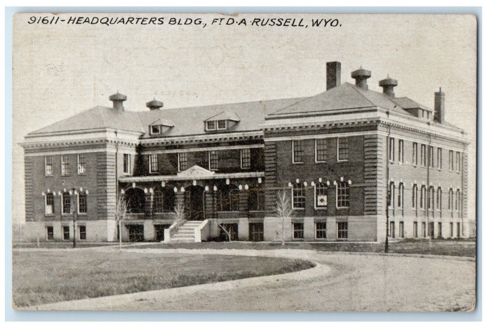 c1920 Headquarters Building Fort DA Exterior Russell Wyoming WY Vintage Postcard