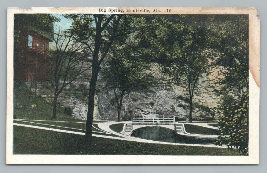 Big Spring HUNTSVILLE Alabama~Antique Kropp Postcard (Stained)~1920s