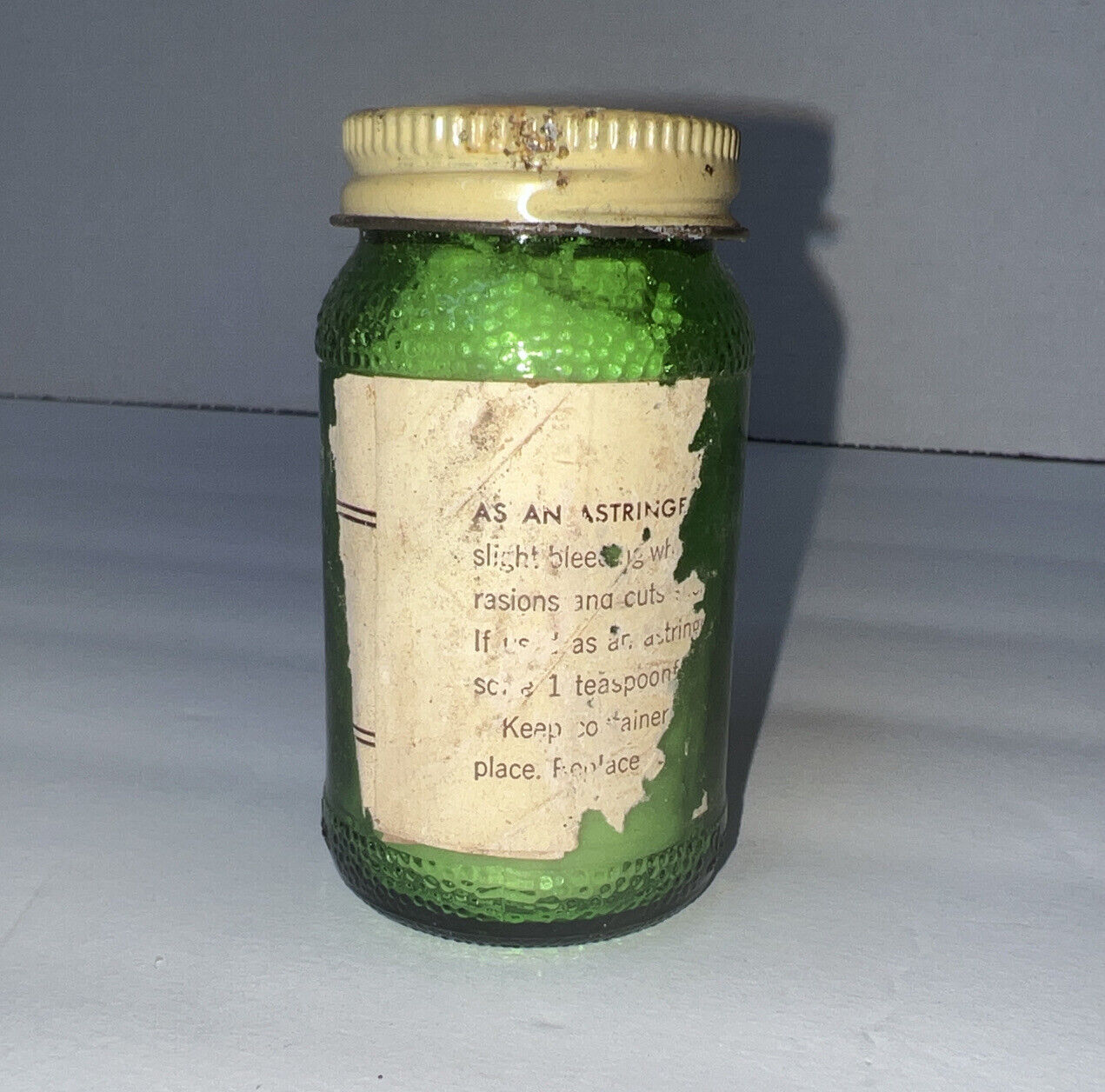 Vintage McKesson’s Alum Green Bottle with Contents