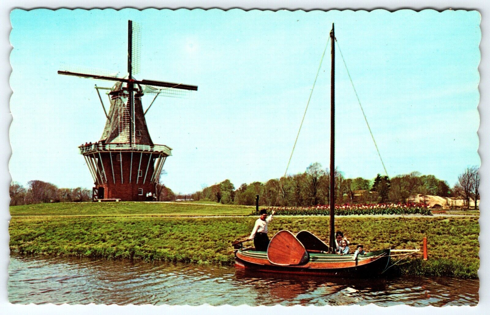 Postcard MI  DeZwaan Windmill Island Dutch Sailing Ship Holland, Michigan