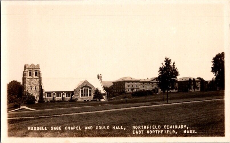 Postcard Russell Sage Chapel East Northfield Seminary MA Massachusetts      M383
