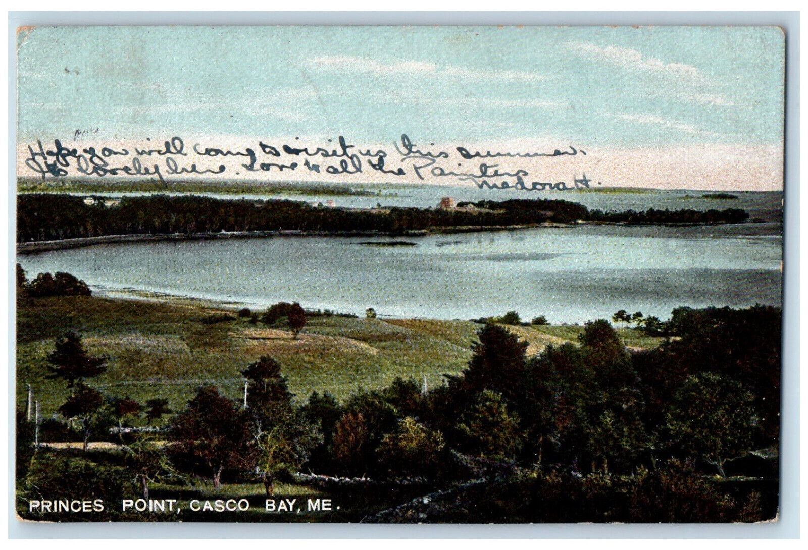 c1910 Nature Scene, Princess Point, Casco Bay Maine ME Antique Posted Postcard