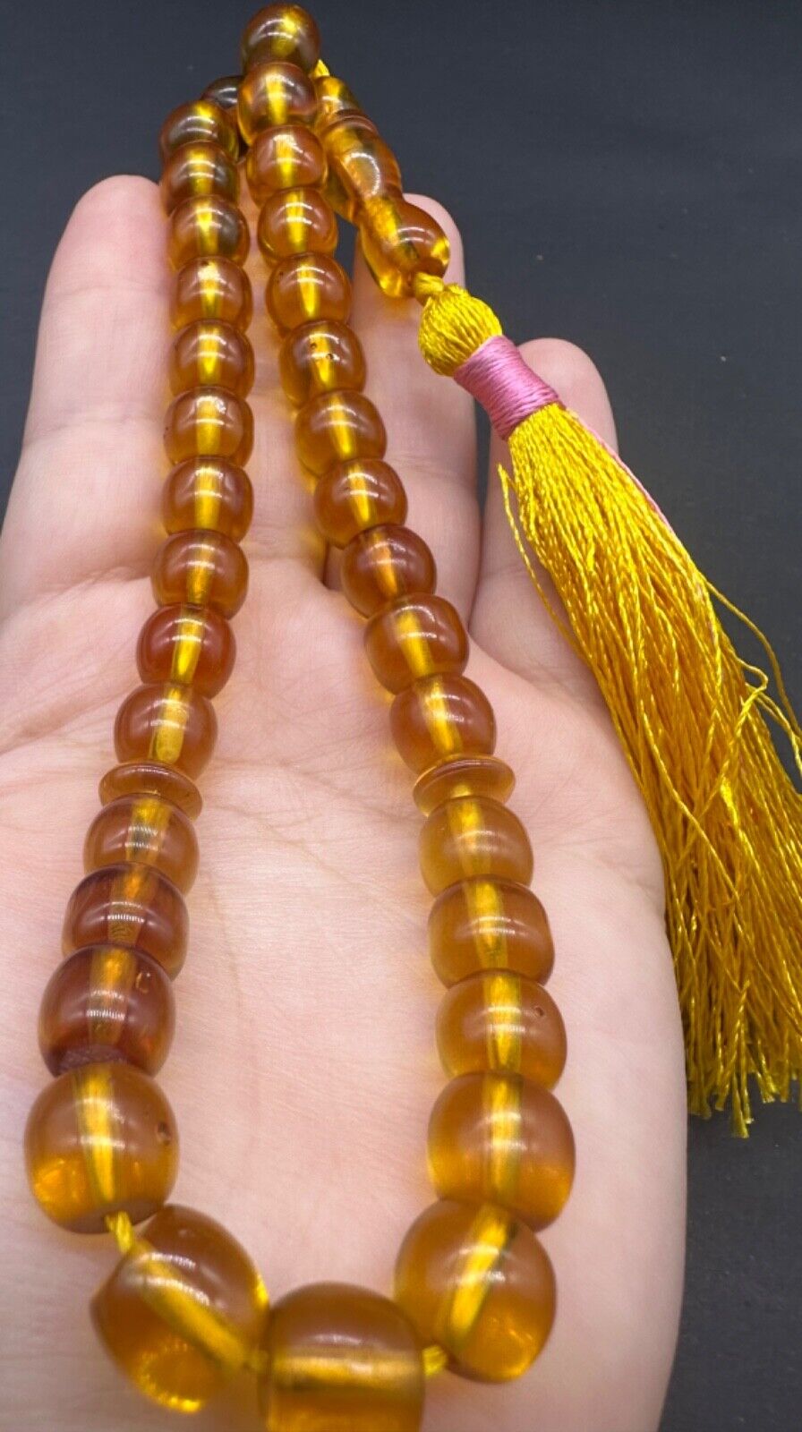 Rare Beautiful Old Natural Sandalos Yellow Color Islamic Rosary Tasbhi Beads
