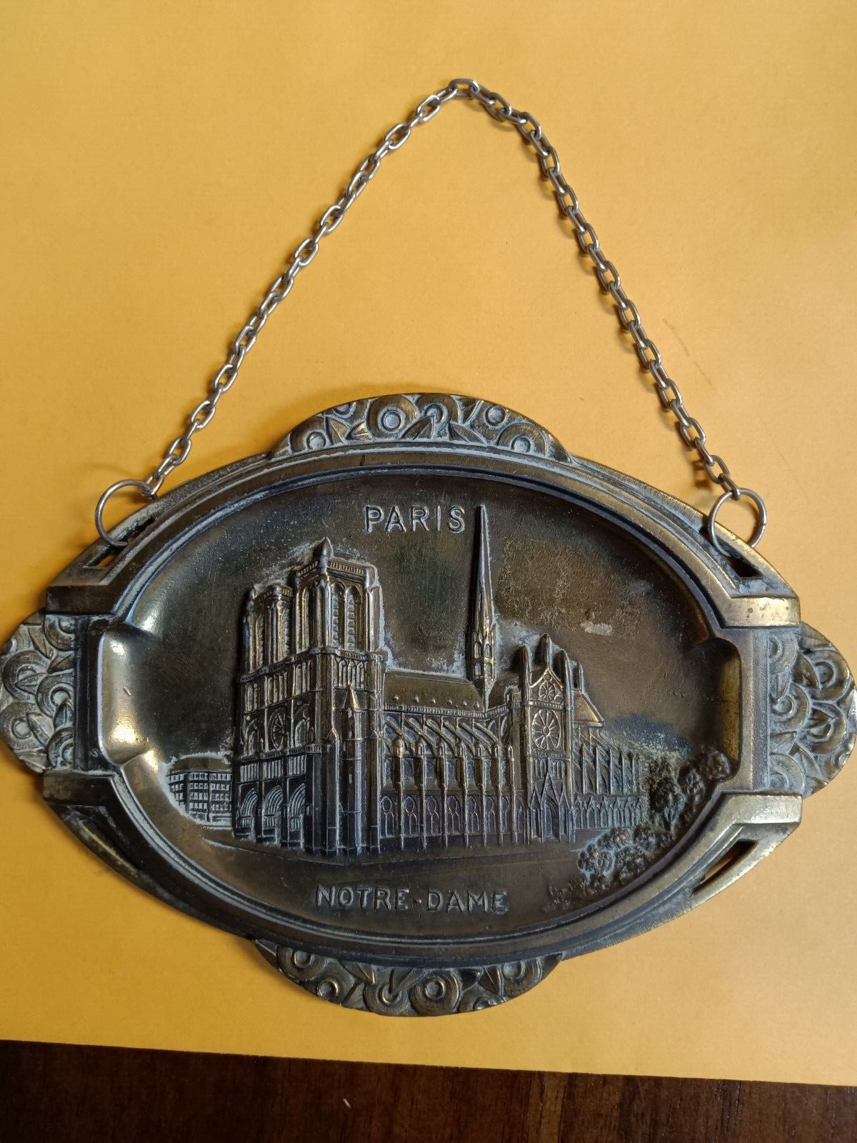 Vintage/Rare Paris Notre Dame Wall Hanging-Brass