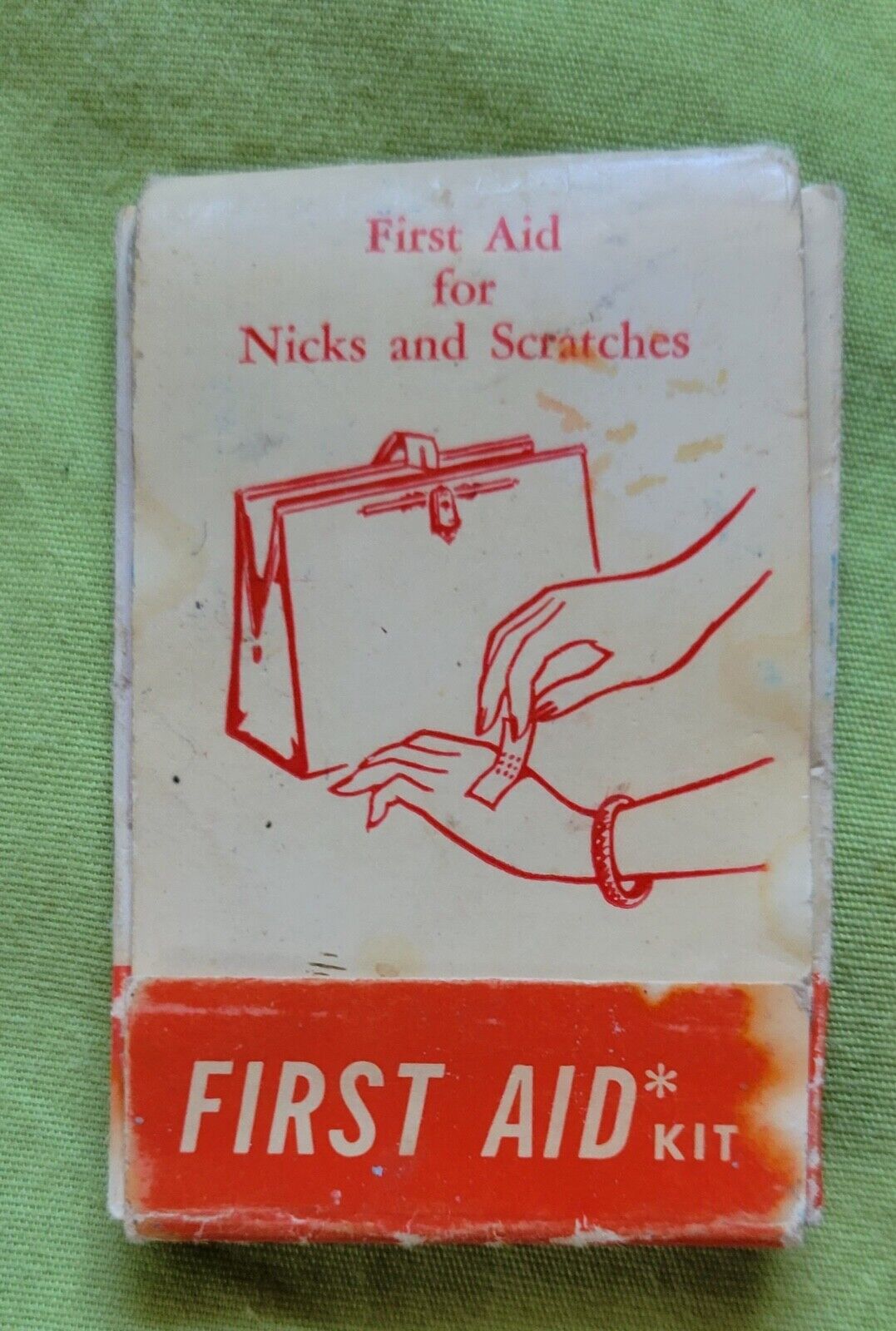 Vintage  Emergency First Aid Travel Kit,  first aid guide, antiseptic, bandaid
