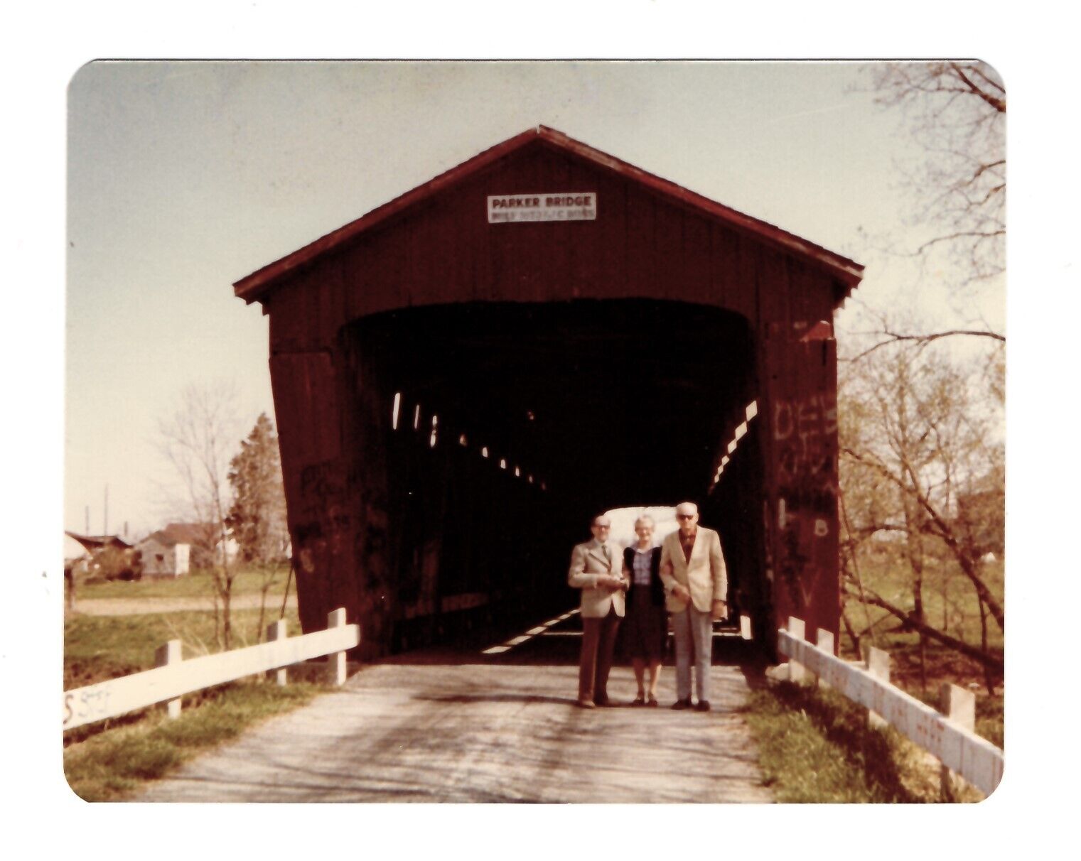 Found Color Photo 1982 Parker Covered Bridge Sandusky River Wyandot County Ohio