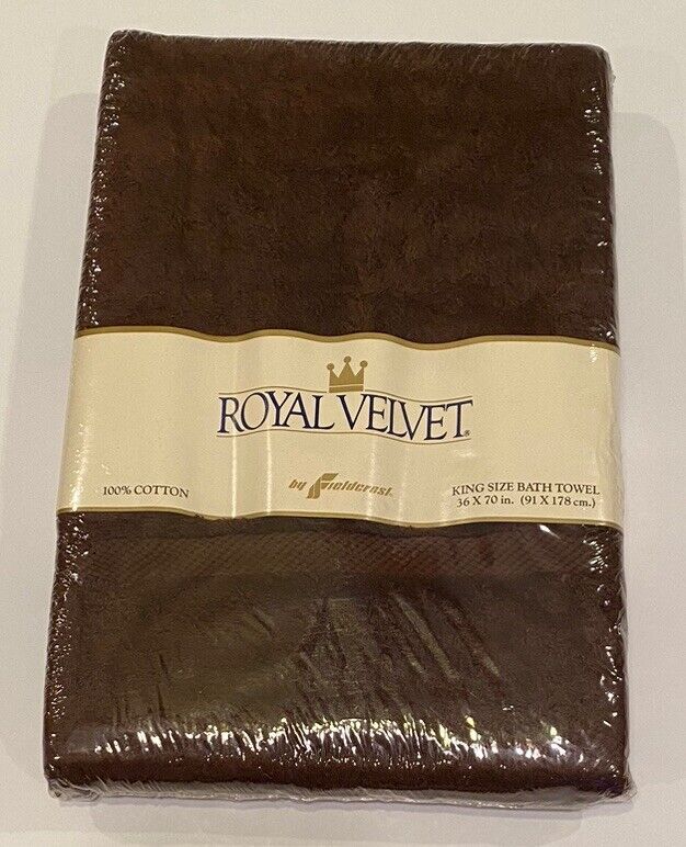 Sealed Vtg Royal Velvet Fieldcrest Brown 100% Cotton King Size Bath Towel New