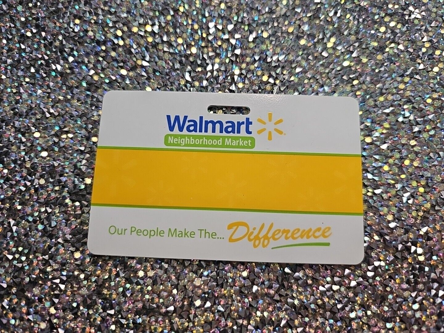 Brand New Never Worn Neighborhood Market Walmart Name Badge Yellow And White 
