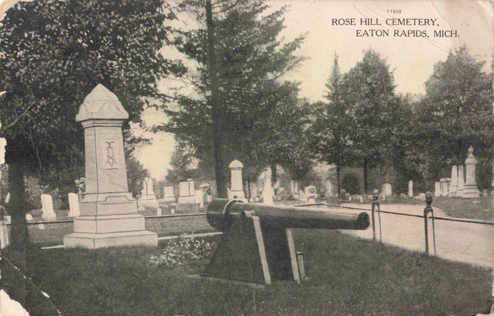 Rose Hill Cemetery Eaton Rapids Michigan MI 1908 Postcard