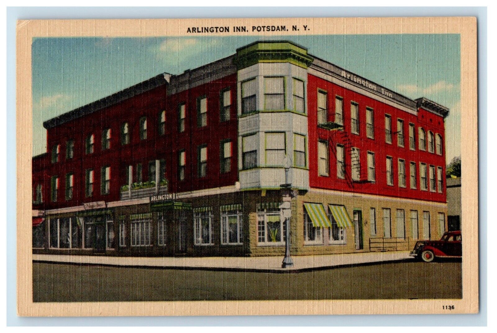 c1910's Arlington Inn Building Street View Potsdam New York NY Antique Postcard