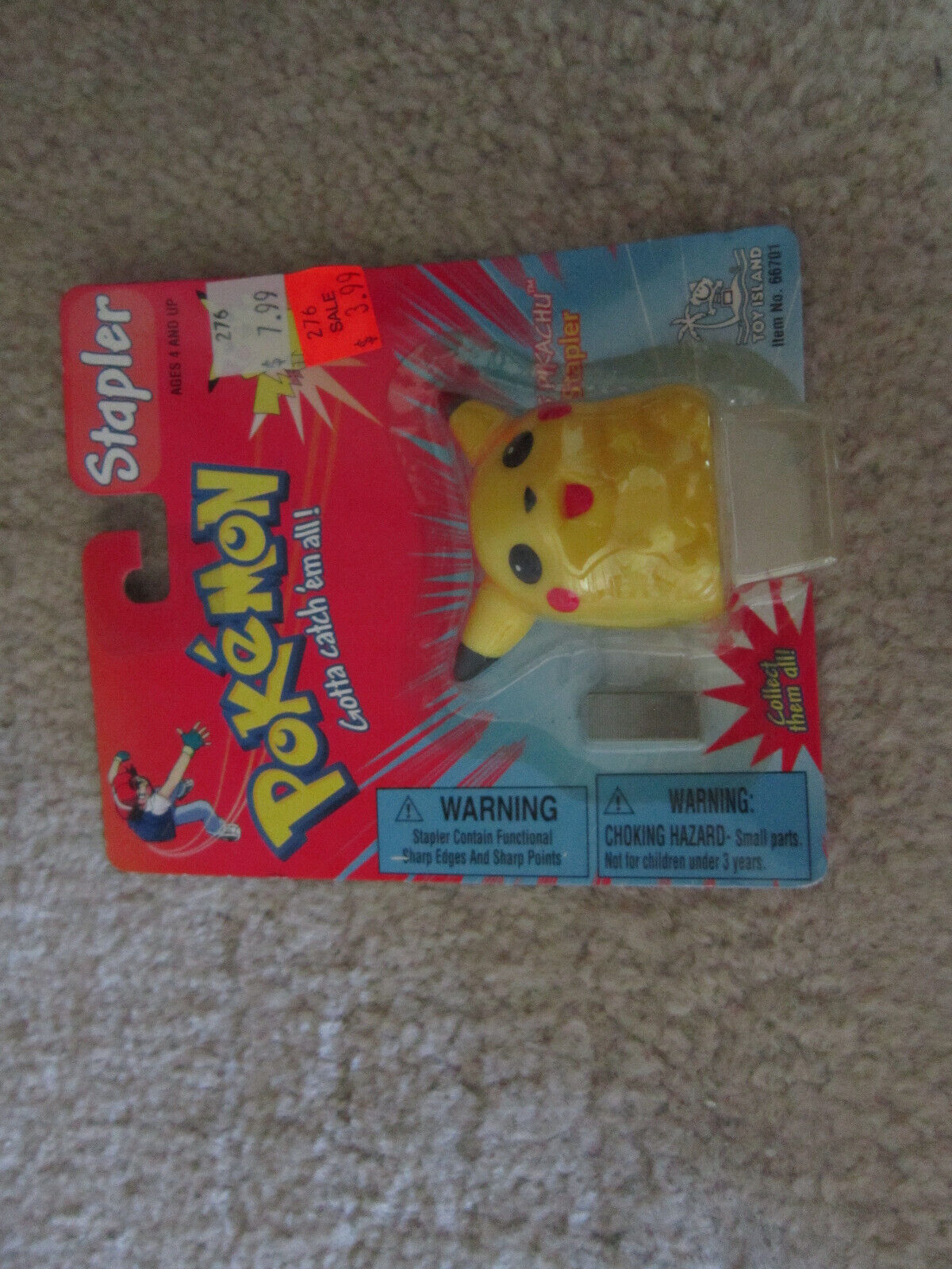 1999 Pokémon Pikachu #25 Stapler Nintendo Toy Island New In Sealed Package