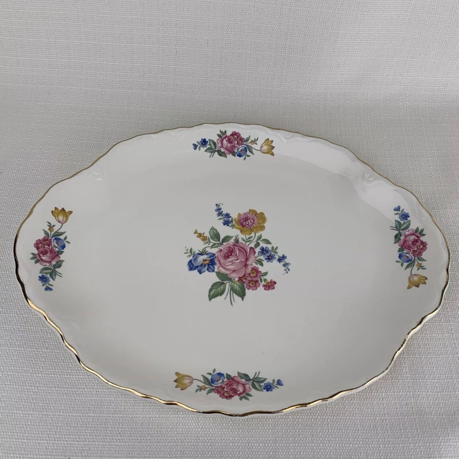 Vintage 1930’s Ironstone Floral Platter By Scio Pottery Hazel Pattern