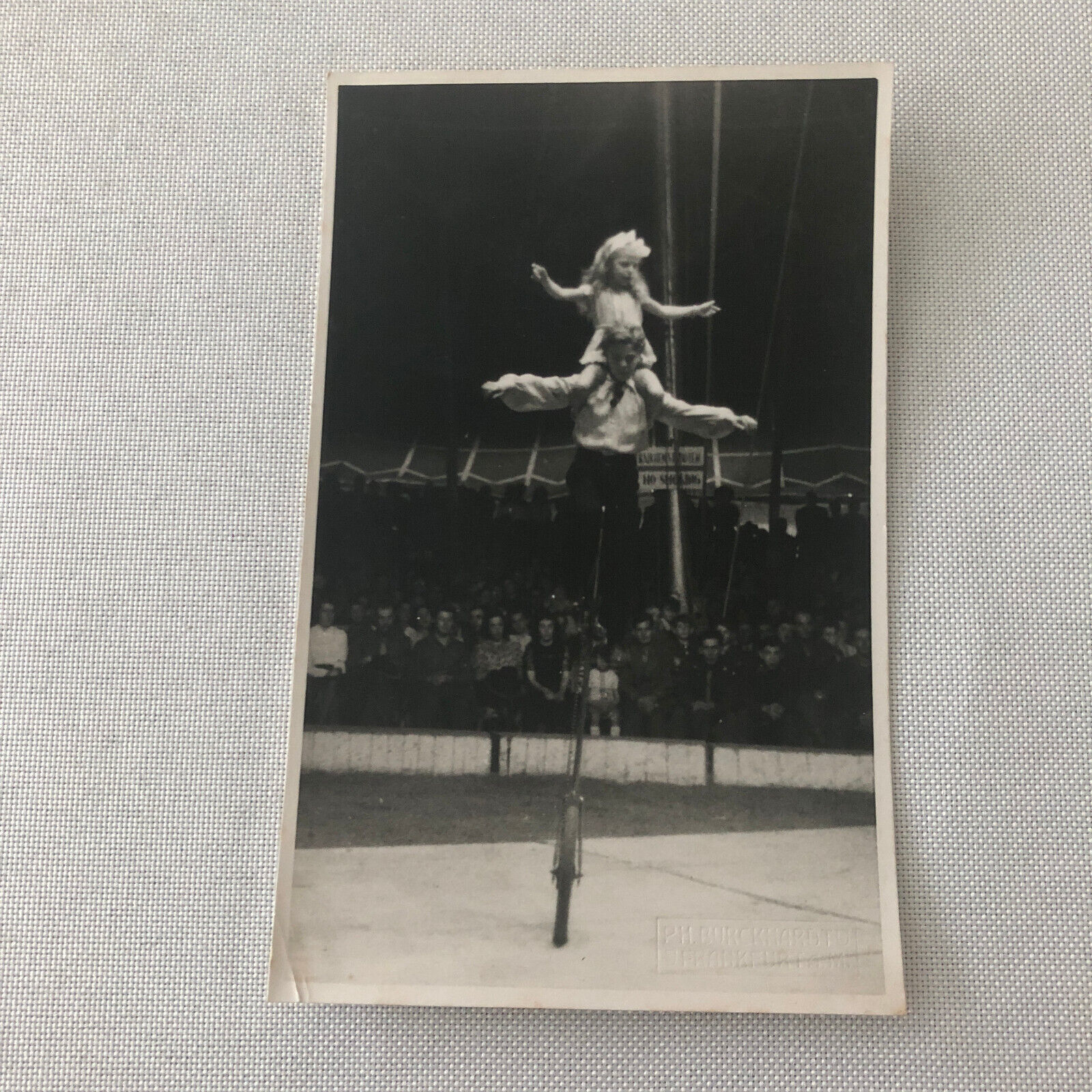 Circus Unicycle Balancing Act Real Photo Postcard Post Card RPPC Vintage