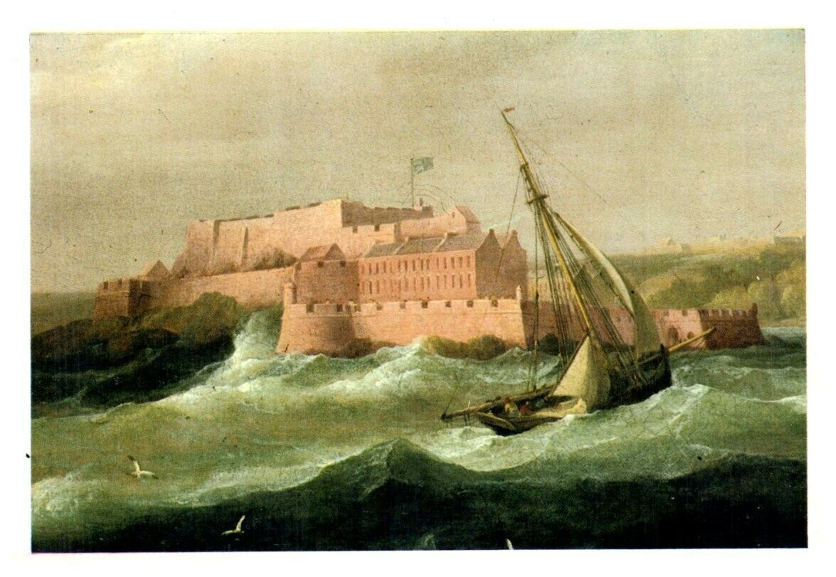 SHIPPING IN A STORM OFF CASTLE CORNET 1796.VTG USED ART POSTCARD*A17