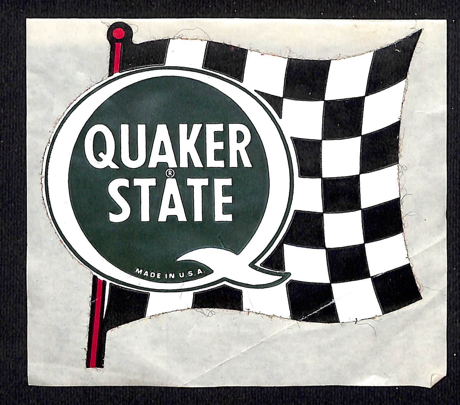Quaker State Oil c1960's-70's Racing Sticker Die Cut Checkered Flag 3 1/2