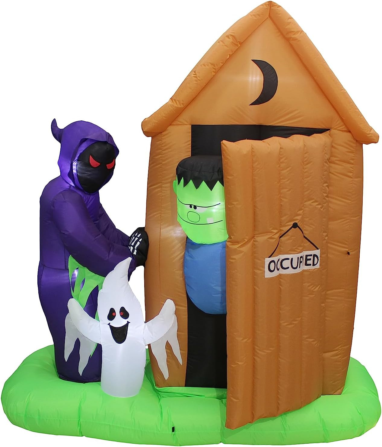 6Ft Inflatable Animated Monster Outhouse Scene, 6.5 Ft Tall, Multi