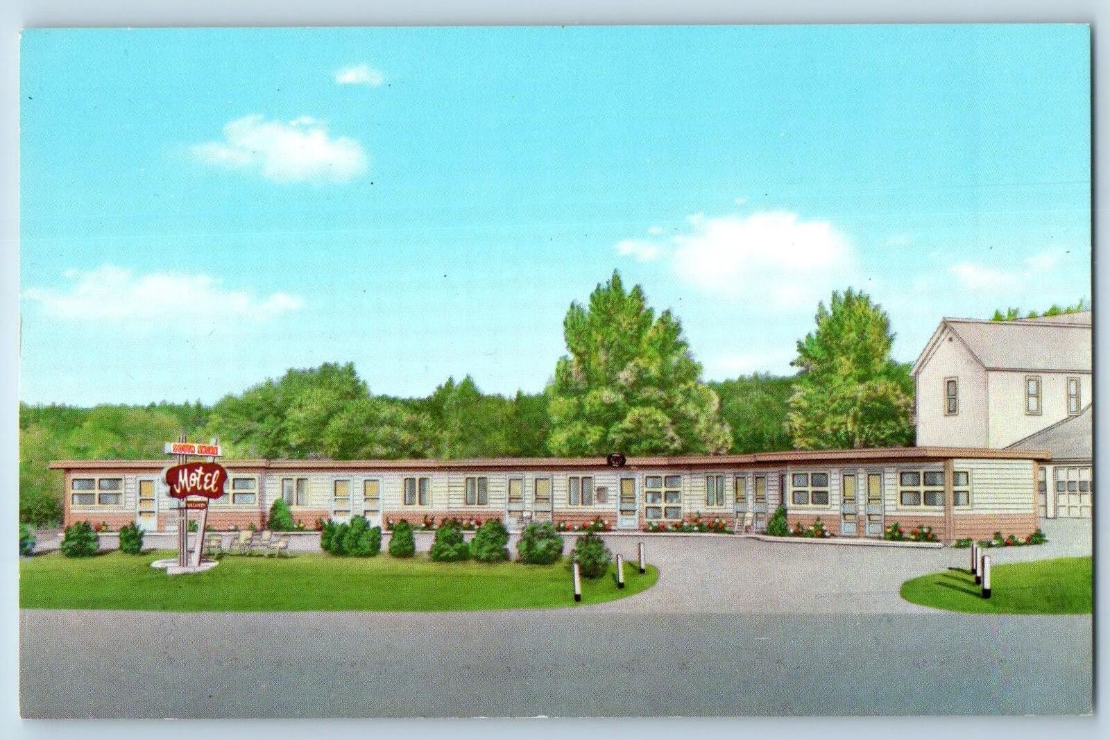 Cornucopia Wisconsin WI Postcard South Shore Motel Exterior Roadside c1940's