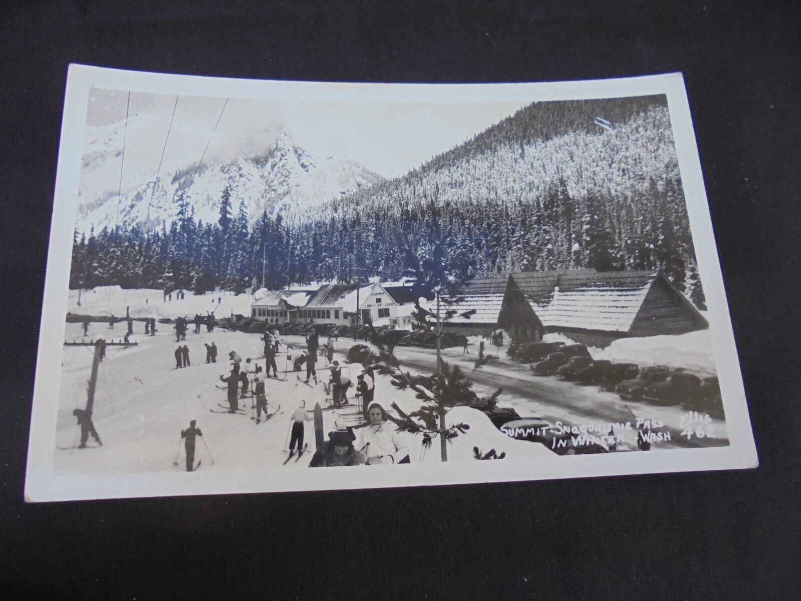 RPPC Postcard Snoqualmie Pass Washington~Summit Inn & Ski Lodge in Winter  Ellis