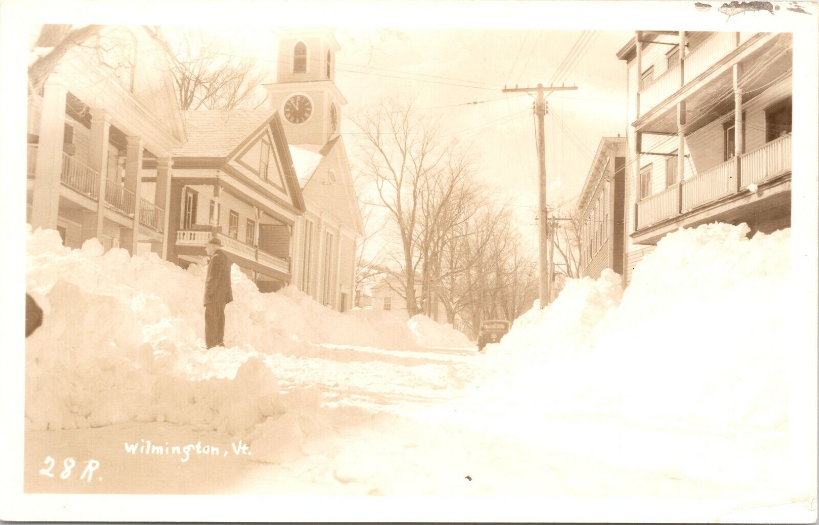 C.1940s Wilmington VT Snow Covered Main Street View Vermont Postcard 330