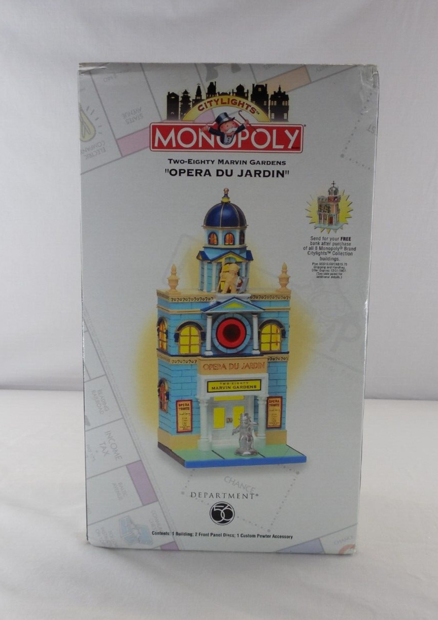 Dept 56 CityLights Monopoly 1999 Opera Du Jardin 280 Marvin Gardens (Read)