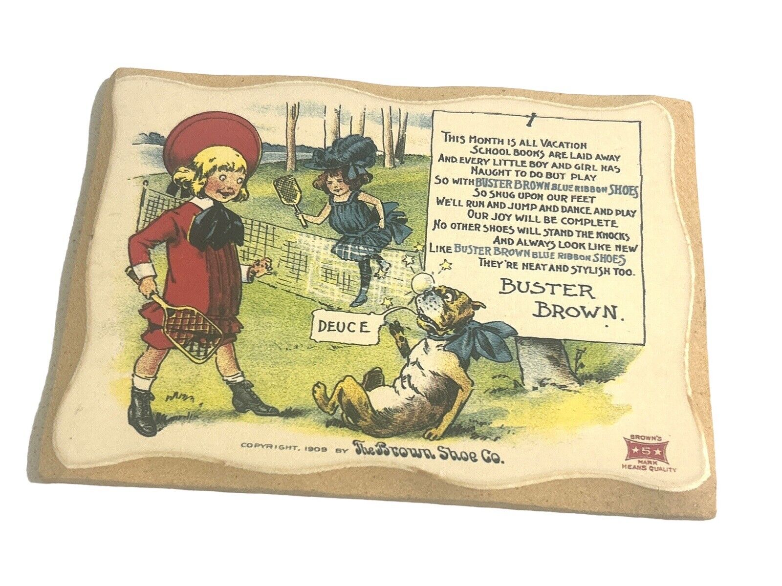Vintage Ad Buster Brown Blue Ribbon Shoes Wall Hanging Magnet