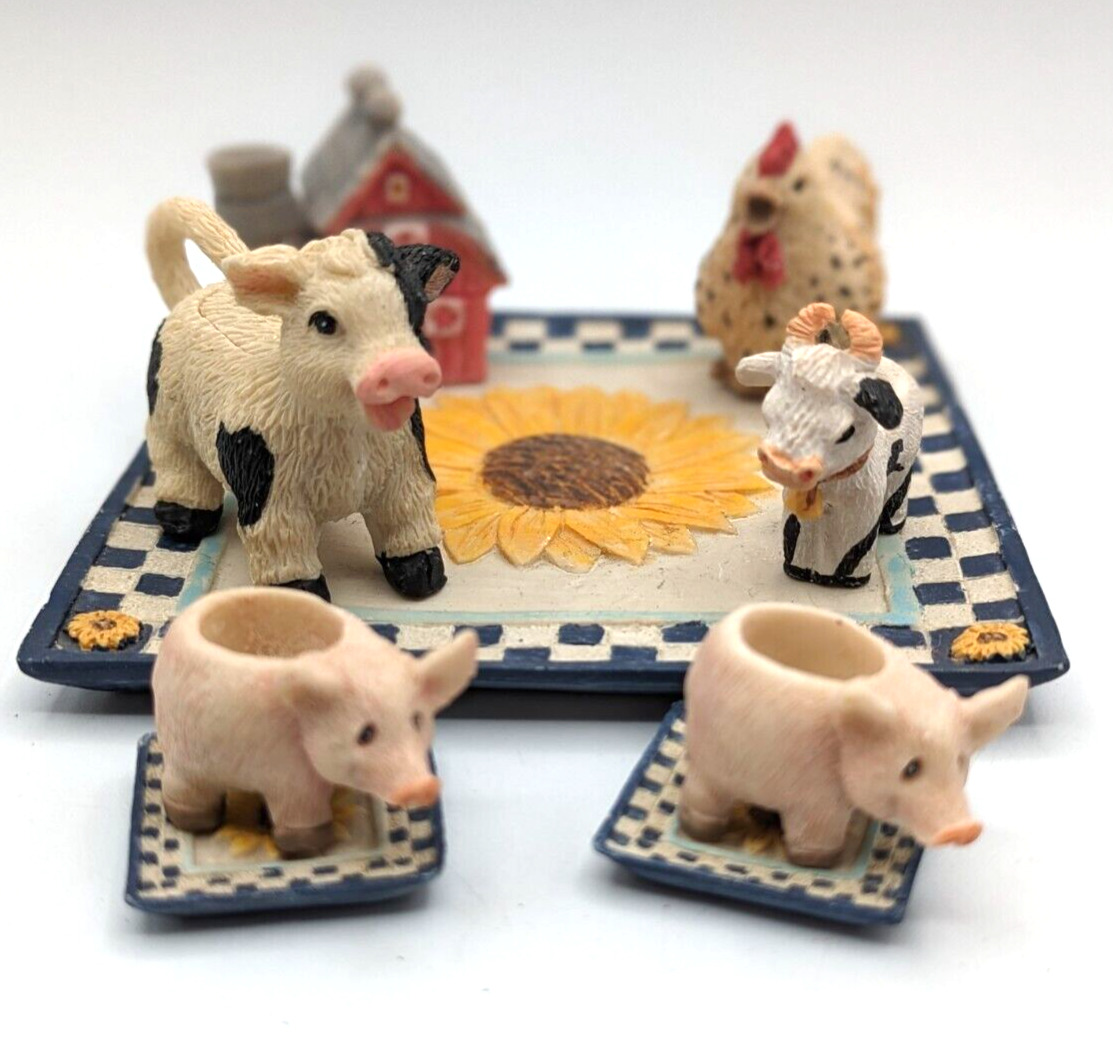 Vintage 1995 Youngs Decorative Farm Animals Miniature Tea Set.
